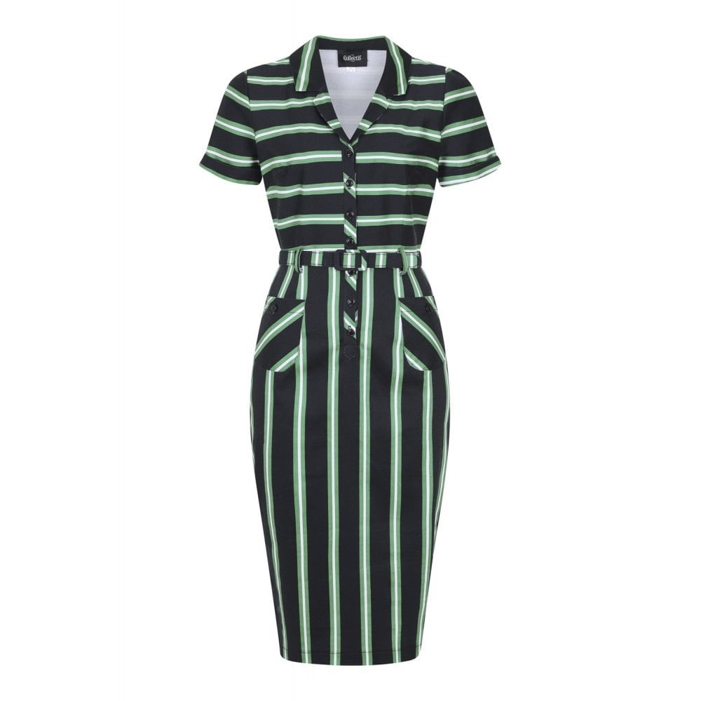Collectif Witch Stripe Pencil Dress